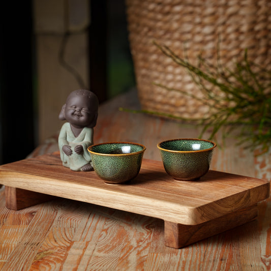 Green Crackle-Glaze Ceramic Tea Cup